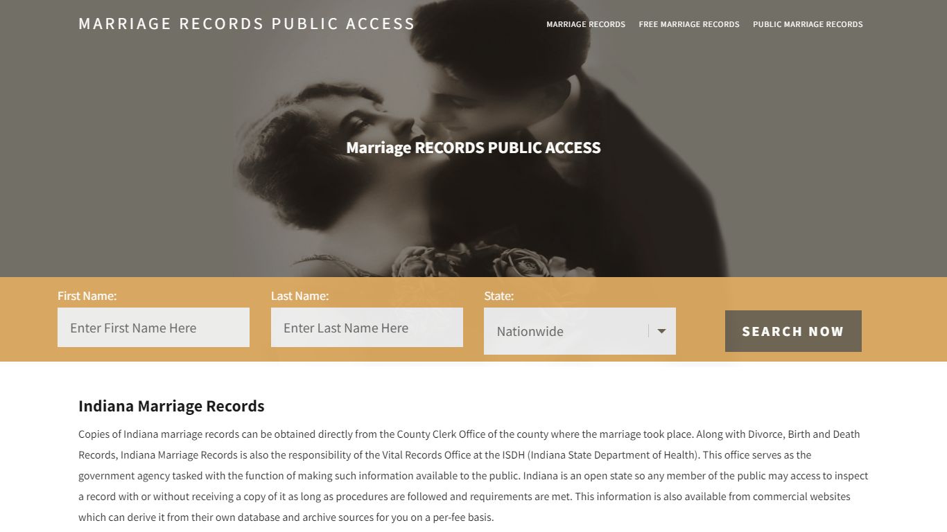 Indiana Marriage Records |Enter Name and Search | 14 Days Free